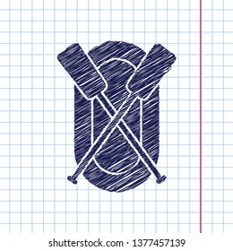 rafting infatable boat with oars illustration. Sport vector icon