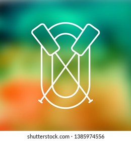 rafting infatable boat with oars illustration. Sport vector icon