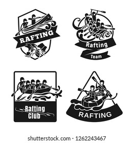 Rafting kayak icon set. Simple set of rafting kayak vector icons for web design on white background
