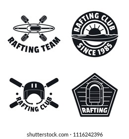 Rafting kayak logo water canoe icons set. Simple illustration of 4 rafting kayak logo water canoe vector icons for web