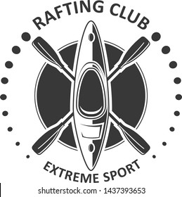 Rafting or kayaking club emblem - canoe, kayak icon