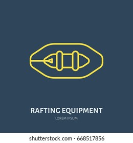 Rafting, kayaking flat line icon. Vector illustration of water sport - raft, river boat.