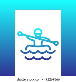 Rafting line icon, logo element, vector illustration