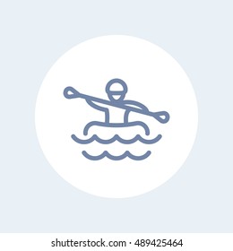 Rafting line icon on white