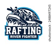Rafting Logo Design with splashing water currents for Club Logos, Tournaments, Outdoor, Tours and Sports Events