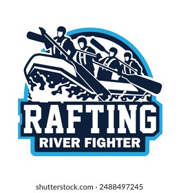 Rafting Logo Design with splashing water currents for Club Logos, Tournaments, Outdoor, Tours and Sports Events