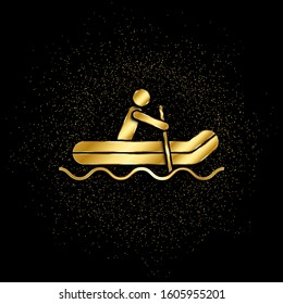 Rafting, man gold, icon. Vector illustration of golden particle