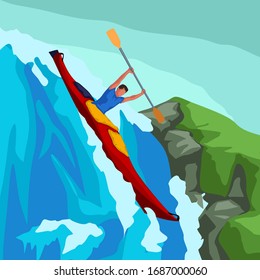 rafting man in red boat