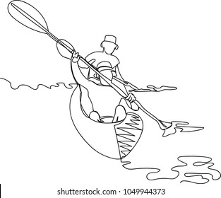 Rafting On River Single Line Drawing Stock Vector (Royalty Free) 1049944373