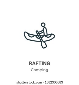 Rafting outline vector icon. Thin line black rafting icon, flat vector simple element illustration from editable camping concept isolated on white background