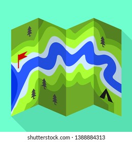 Rafting river map icon. Flat illustration of rafting river map vector icon for web design