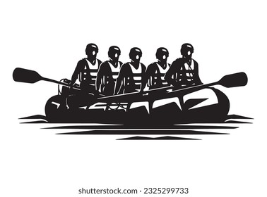 Rafting simple vector silhouette. People rafting, silhouette