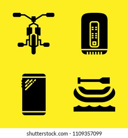 rafting, smartphone, mac pro and bicycle vector icon set. Sample icons set for web and graphic design