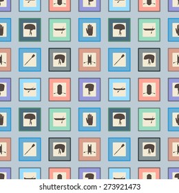 Rafting sport items silhouette icon set seamless texture. Oar and paddle rafts.   Paddles and helmets. Whitewater rafting.  Editable and design suitable.