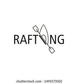 Rafting. Stylized template for logo. Line drawing.