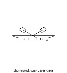 Rafting. Stylized template for logo. Line drawing.