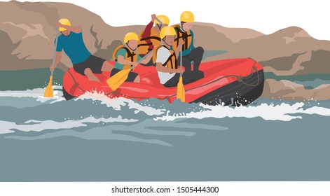 Rafting Team Adventure illustration graphic vector