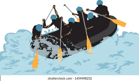 Rafting team Adventure vector illustration