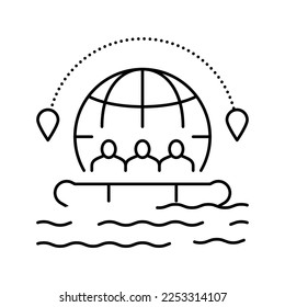rafting tourism line icon vector. rafting tourism sign. isolated contour symbol black illustration