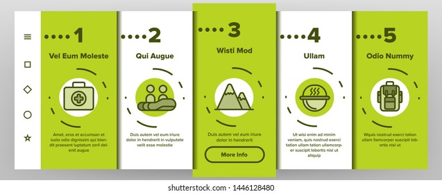 Rafting Trip, Sport Linear Vector Onboarding Mobile App Page Screen. Rafting, Kayaking Thin Line. Outdoor Activity, Adrenaline Chase Pictograms Collection. Extreme Summer Recreation Illustrations