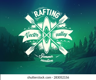 Rafting typography design on vector background