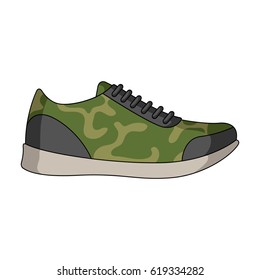 Rag camouflage sneakers for everyday wear.Different shoes single icon in cartoon style vector symbol stock illustration.