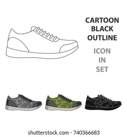 Rag camouflage sneakers for everyday wear.Different shoes single icon in cartoon style vector symbol stock illustration.