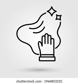 Rag for cleaning in hand, line icon design.