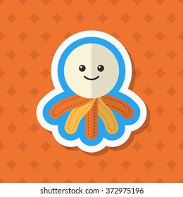 Rag doll icon, Vector flat long shadow design. Children's toys concept.