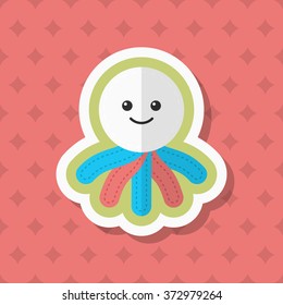 Rag doll icon, Vector flat long shadow design. Children's toys concept.