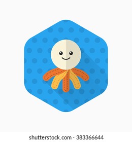 Rag doll icon, Vector flat long shadow design. Children's toys concept.