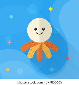 Rag doll icon, Vector flat long shadow design. Children's toys concept.