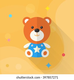 Rag doll icon , Vector flat long shadow design. Children's toys concept.