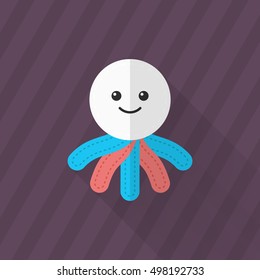 Rag doll icon, Vector flat long shadow design. Children's toys concept.