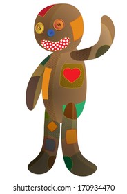 Rag doll patched. Vector illustration.