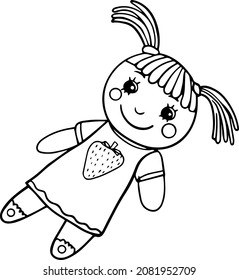 A rag doll.For postcards and coloring books.Vector illustration drawn by hand
