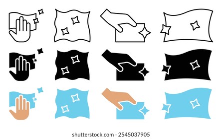 Rag icon in black and colored versions.