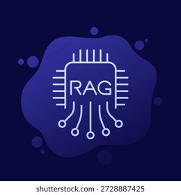 RAG icon, Retrieval-Augmented Generation, AI framework line vector