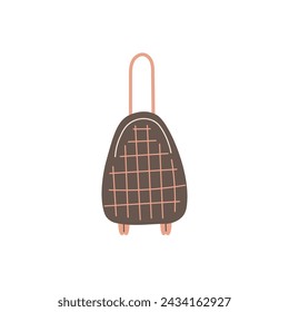 Rag trolley hand drawn vector illustration. Checkered suitcase art. Isolated on white background