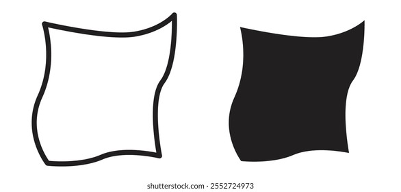 Conjunto de iconos de Vector de trapo relleno negro y estilo delineado.