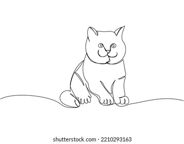 Ragdoll Cat, kitten one line art. Continuous line drawing of pet, mammal, purebred, breed, friendship, kitty, friend, pedigree, character.