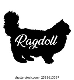 Ragdoll. cat silhouette, cat, cat breeds, logo, vector, silhouette,  animal, illustration, icon, sign, design, black, symbol, pet, love
