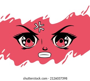 Rage Anime Face Red Stock Vector (Royalty Free) 2126037398