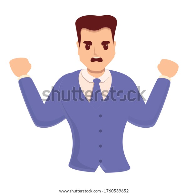 Rage businessman\
icon. Cartoon of rage businessman vector icon for web design\
isolated on white\
background