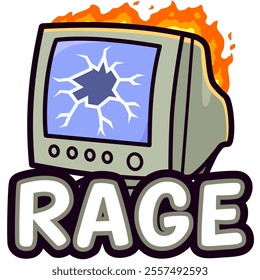 rage computer cartoon emote illustration