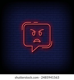 rage emoji symbol neon sign vector