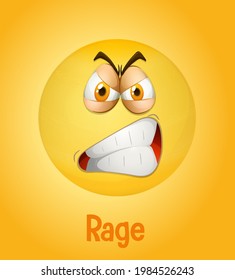 Rage facial expression on yellow background illustration