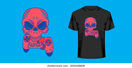 Rage Gamer skull Tshirt Illustration