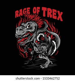 Rage of T-Rex Neon Series Illustration