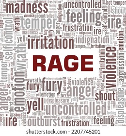 Rage word cloud conceptual design isolated on white background.